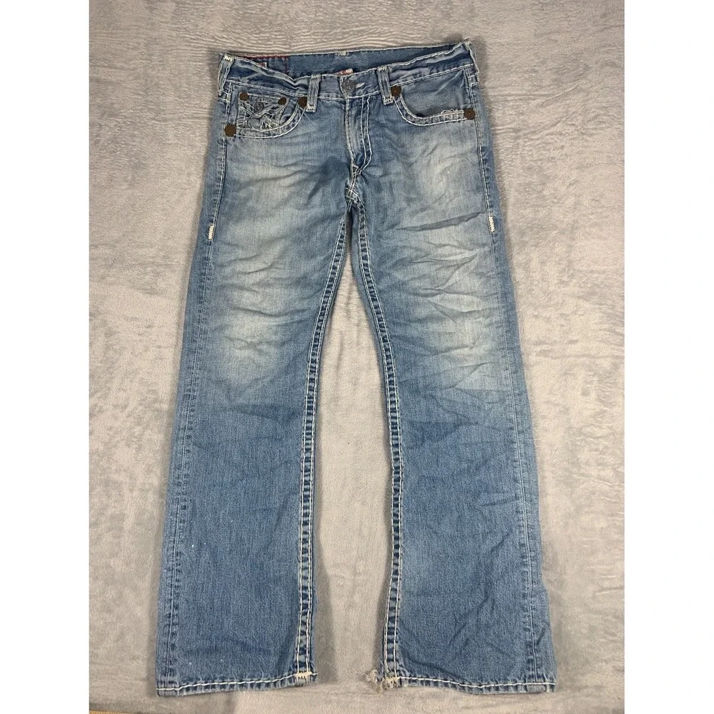 2000s True Religion Ricky Super T Jeans Mens 36x32 Blue Denim 24-859NBT2